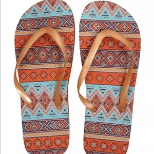 New Women's Juncture "Arizona" Rubber Flip-Flops - Orange/Blue [Size S 5/6]